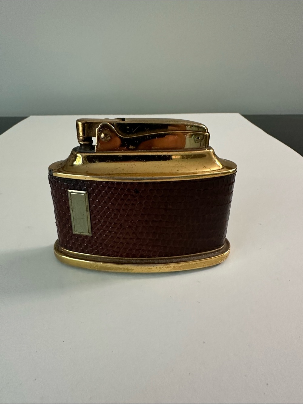 Ronson Senator Lighter with Brown Leather Wrap